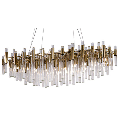 Gold Chandelier with Clear Glass Rods