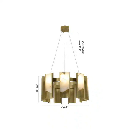 Satin Brass & Alabaster LED Chandelier - Front view