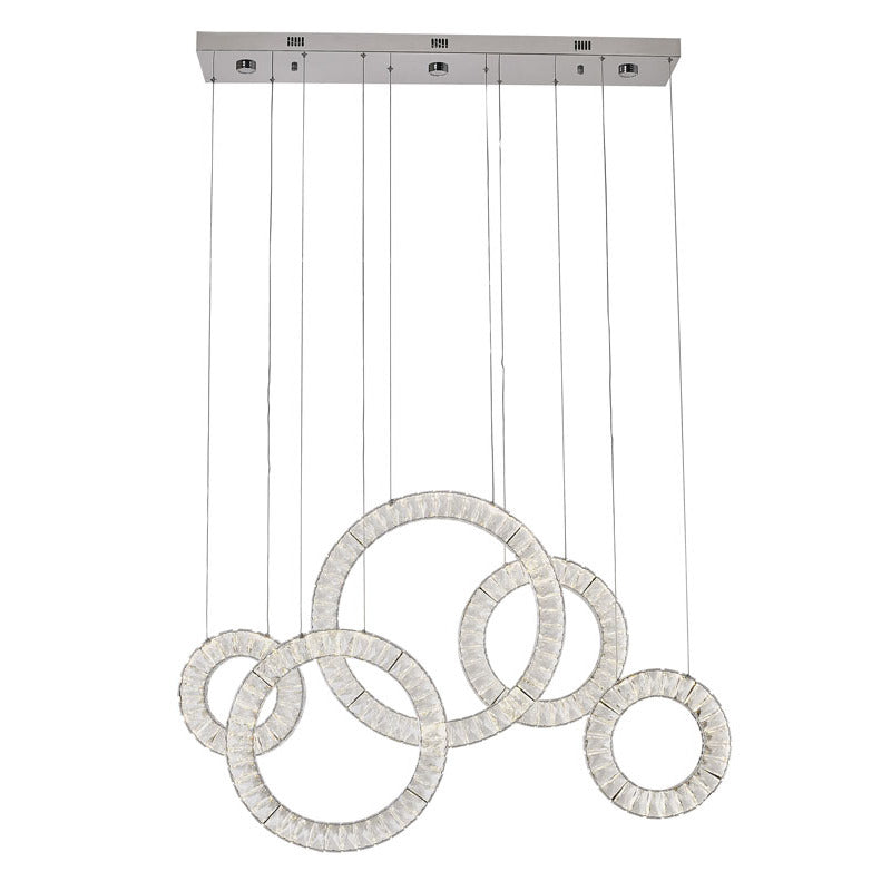 Five-Ring Clear Crystal LED Chandelier