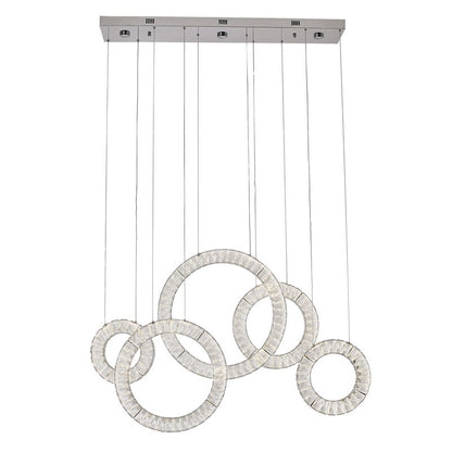 Five-Ring Clear Crystal LED Chandelier