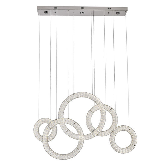 Five-Ring Clear Crystal LED Chandelier