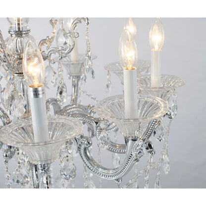 Chrome Chandelier With CLEAR Hanging Crystals