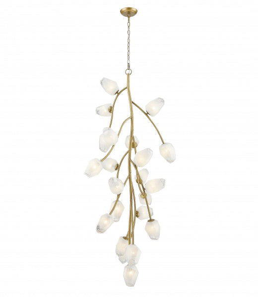 Gold Branch Chandelier with White Glass Shades