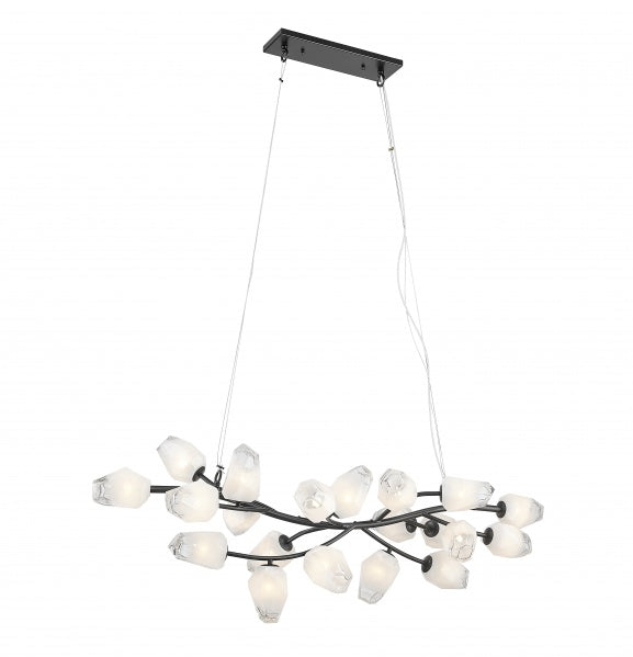 Black Branch Frame Chandelier with White Glass Shades
