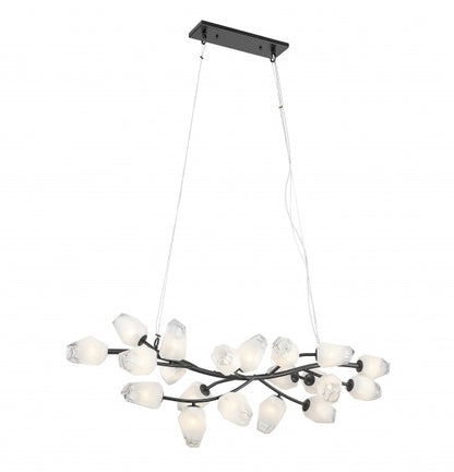 Black Branch Frame Chandelier with White Glass Shades