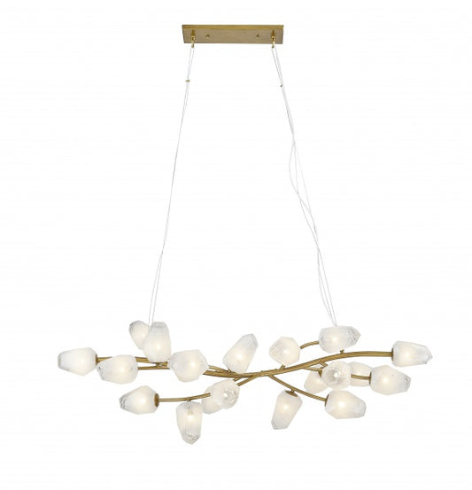 Gold Branch Frame Chandelier with White Glass Shades
