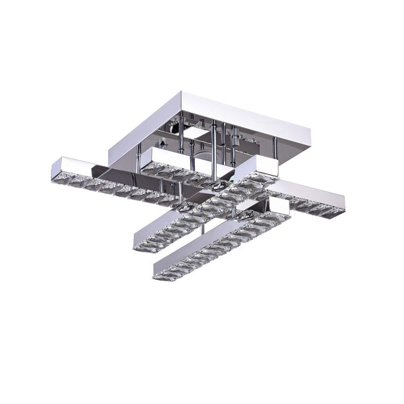 Chrome Frame LED Flushmount With Clear Crystals