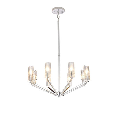 CHROME FRAME CEILING FIXTURE WITH CLEAR GLASS CYLINDER SHADES