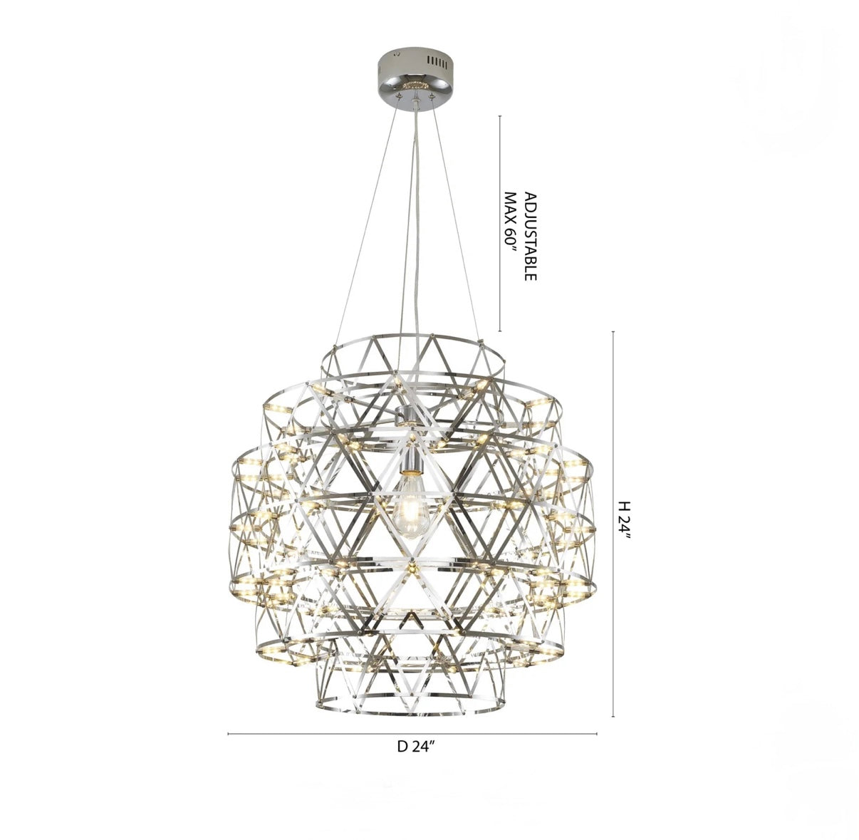 5 Tier 85-Light Dimmable Chrome Stainless Steel LED Chandelier