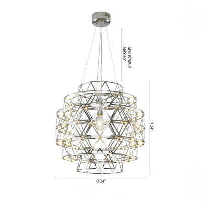 5 Tier 85-Light Dimmable Chrome Stainless Steel LED Chandelier