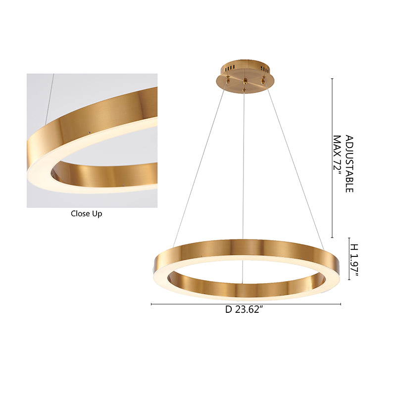 Single Gold Halo LED Chandelier