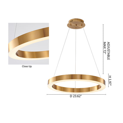 Single Gold Halo LED Chandelier