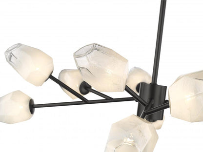 Gold Branch Chandelier with White Glass Shades