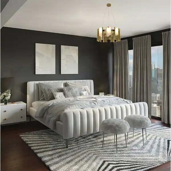 Satin Brass & Alabaster LED Chandelier - Lifestyle view