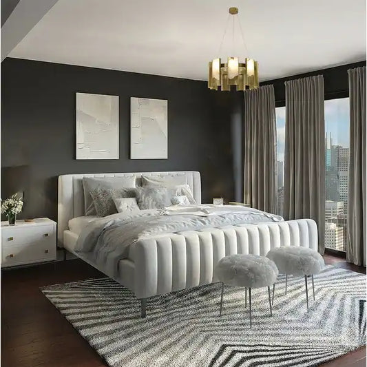 Satin Brass & Alabaster LED Chandelier - Lifestyle view