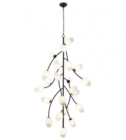 Black Branch Chandelier with White Glass Shades