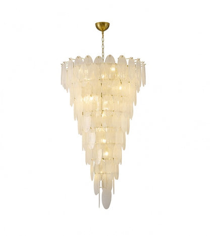 Brass Chandelier with Frosted Glass Shades