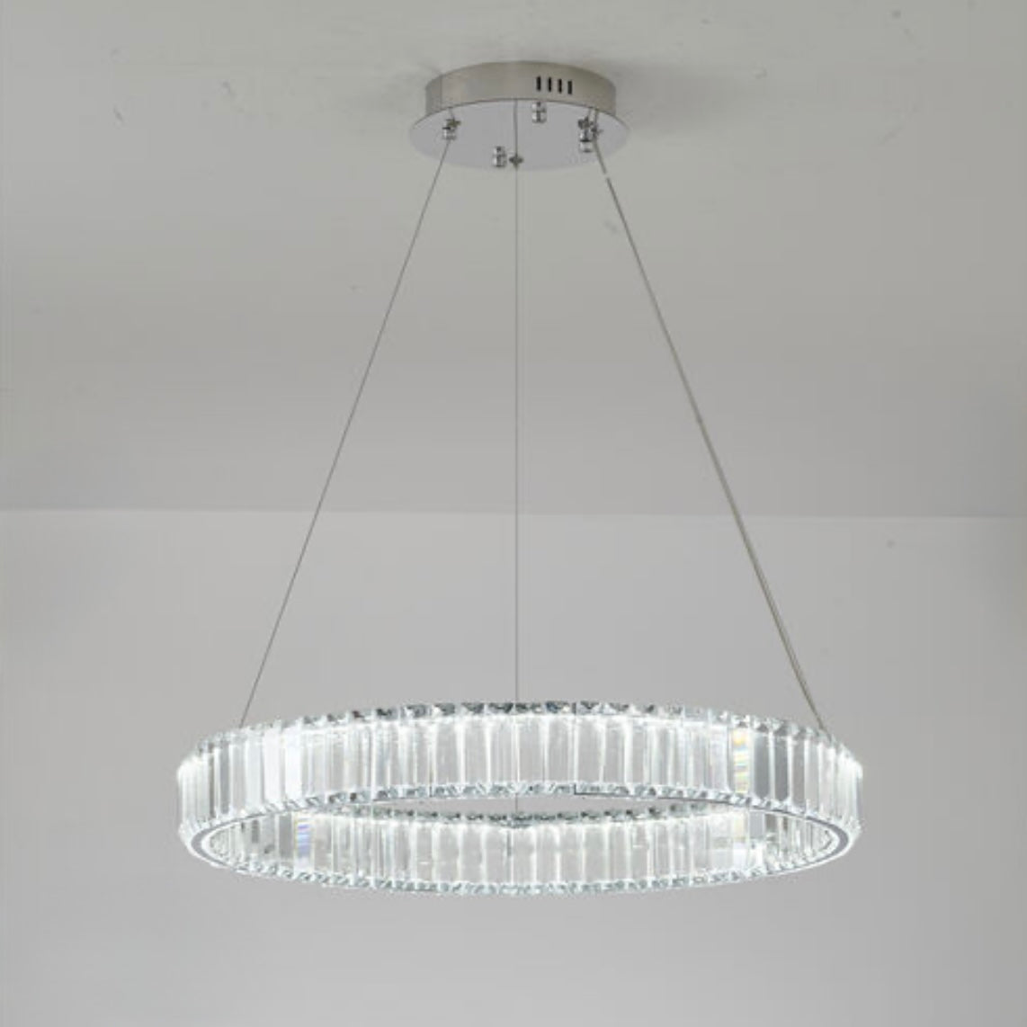 Clear Crystal Halo Chandelier With Chrome/Gold Hardware