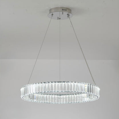 Clear Crystal Halo Chandelier With Chrome/Gold Hardware