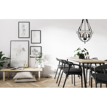 Silver/Matte Black Basket Chandelier
