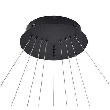 Matte Black 4-Ring LED Chandelier – Modern Multi Halo Pendant Light