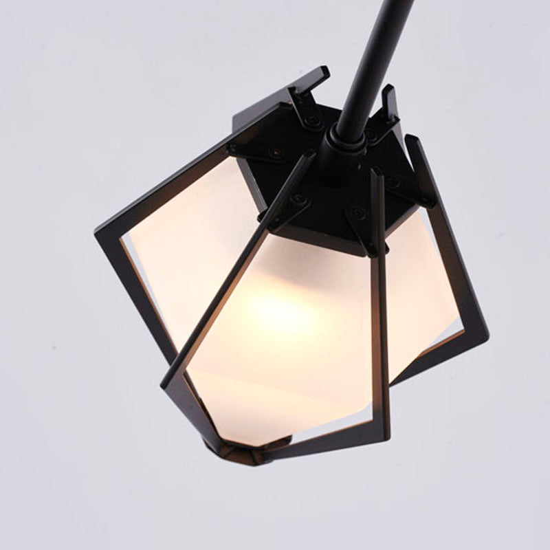 Metal Chandelier with Frosted Glass Shades