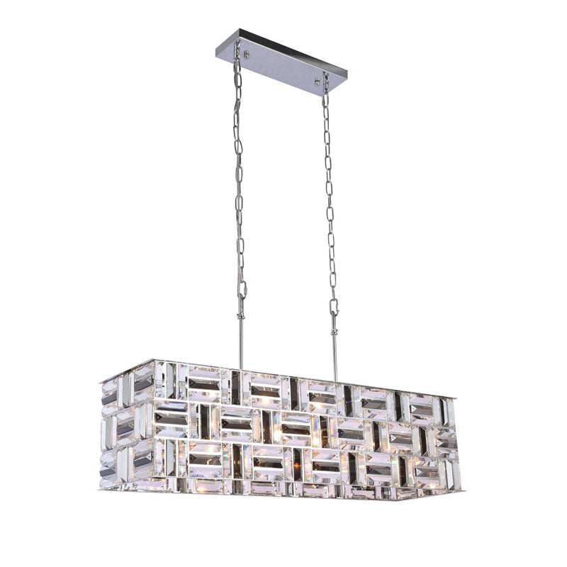 Rectangular Chandelier With Clear And Smoke Crystals