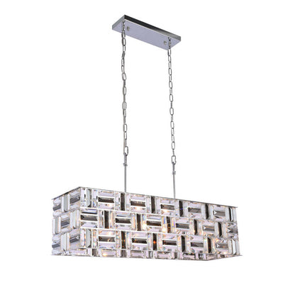 Rectangular Chandelier With Clear And Smoke Crystals