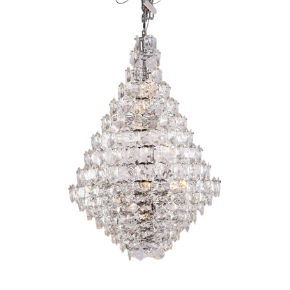 Chrome Frame Chandelier With Clear Hanging Crystals