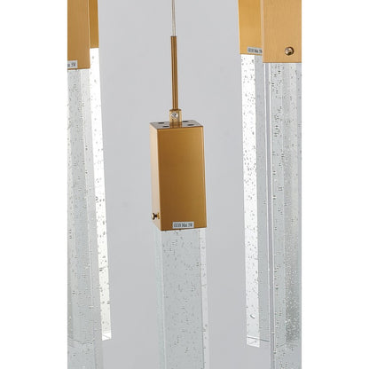 Flushed Chrome Frame Chandelier with Hanging Clear Block Crystal Pendants