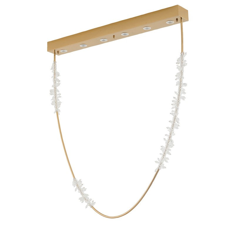 Gold Hairline Hoop Rope Chandelier with Crystals