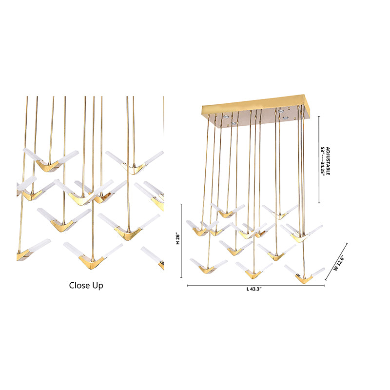 Gold Boomerang LED Chandelier