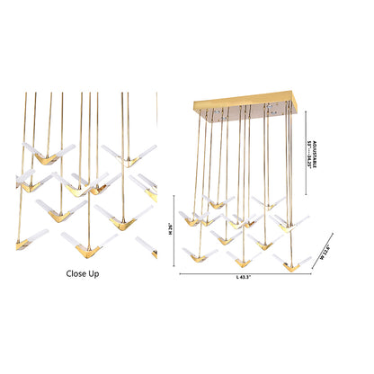 Gold Boomerang LED Chandelier