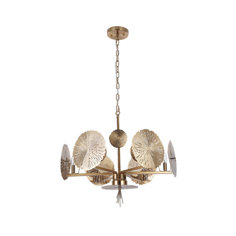 Copper Metal Leaf Petal Chandelier