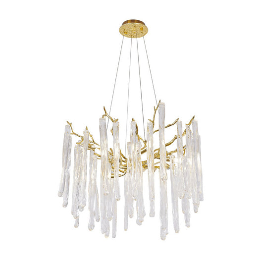 Solid Brass Aluminum Frame Chandelier with Glass Drops
