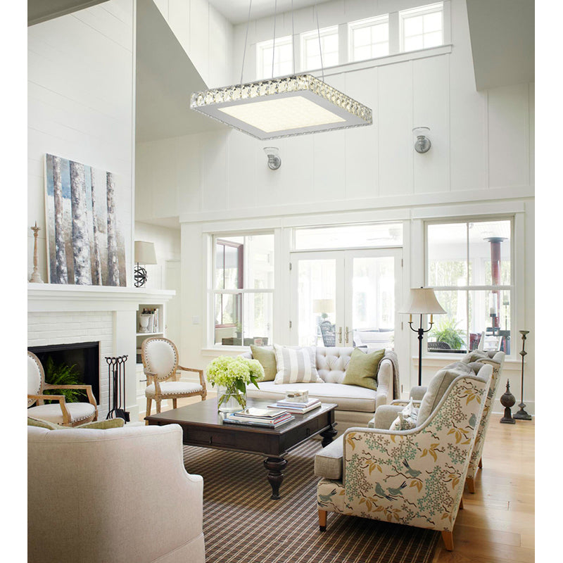 Square Clear Crystal LED Chandelier