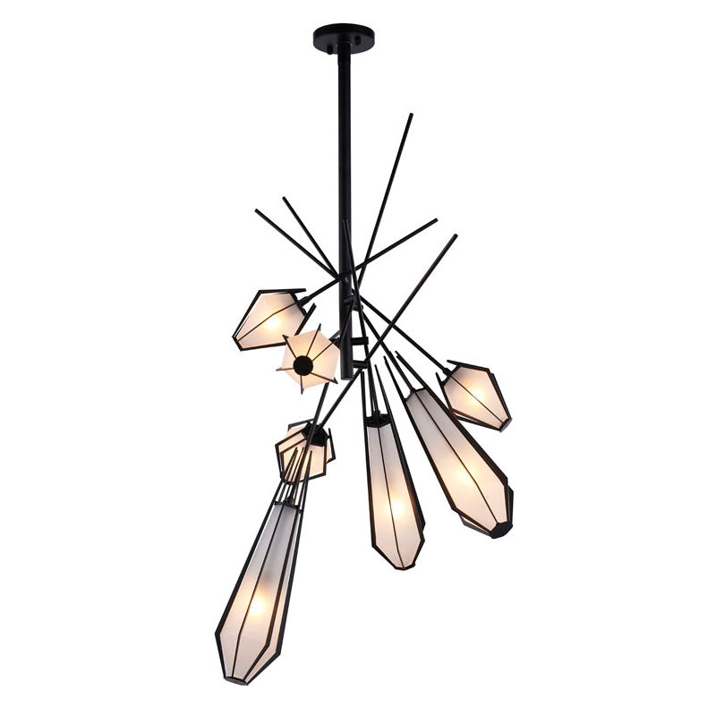 Metal Chandelier with Frosted Glass Shades