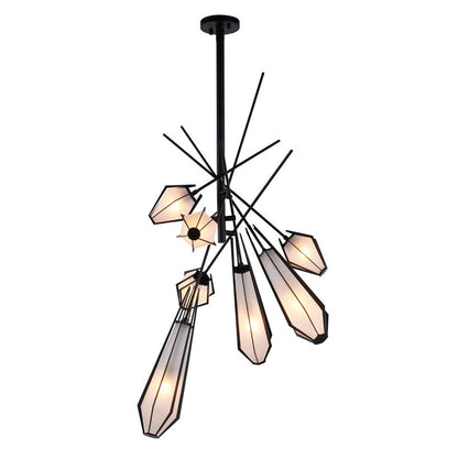 Metal Chandelier with Frosted Glass Shades