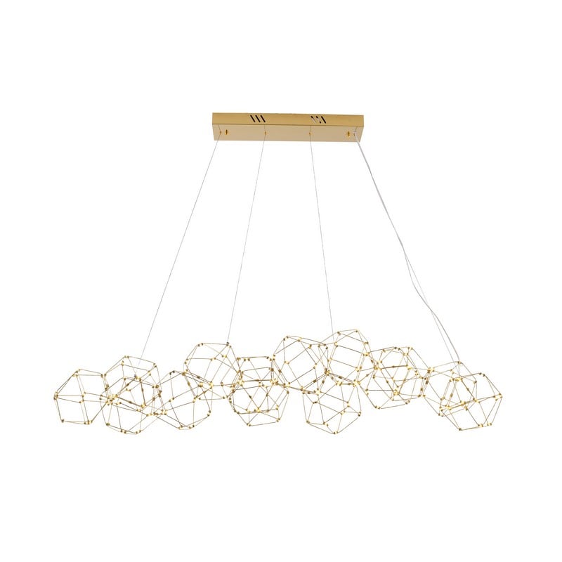 Gold LED Star Net Chandelier with Gold Hardware