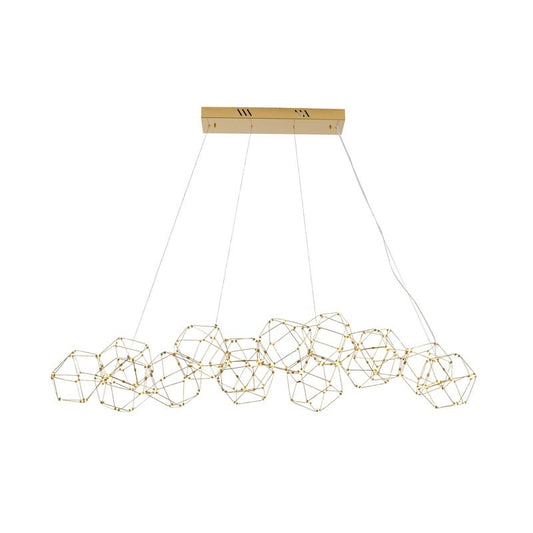 Gold LED Star Net Chandelier with Gold Hardware