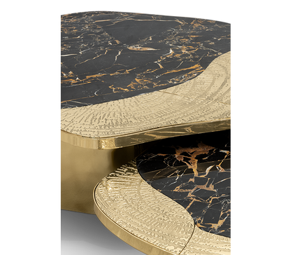 Ophelia Portoro Marble & Gold Center Table