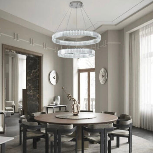 Two Tier Crystal Halo Ring Chandelier
