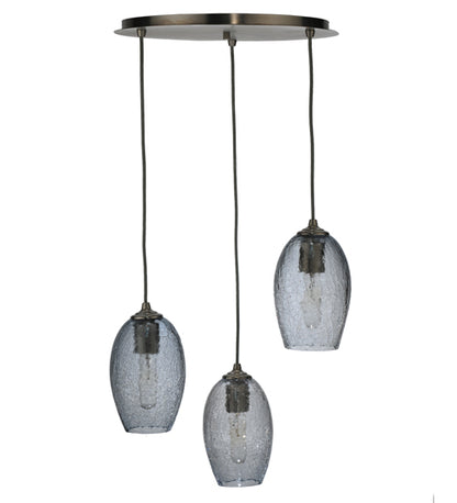 20"W Crackle Orb 3 LT Mouth Blown Cascading Pendant by Meyda Lighting