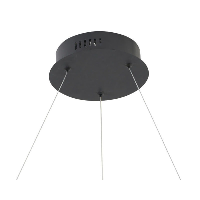 Black LED Chandelier – Modern Aluminum Ring Pendant Light