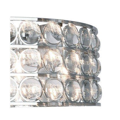 Chrome Drum Chandelier WITH Clear Glass Balls