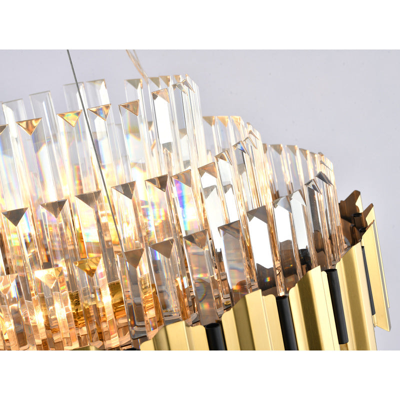 Gold Chandelier With Clear Hanging Crystals