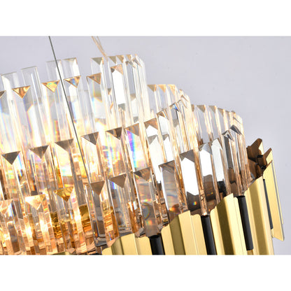 Gold Chandelier With Clear Hanging Crystals