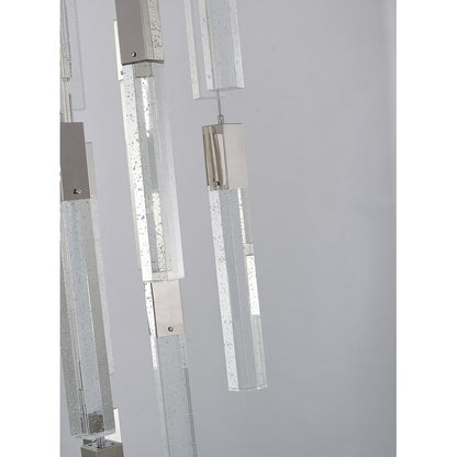 Flushed Matte Black Frame Chandelier with Hanging Clear Bubble Block Crystals