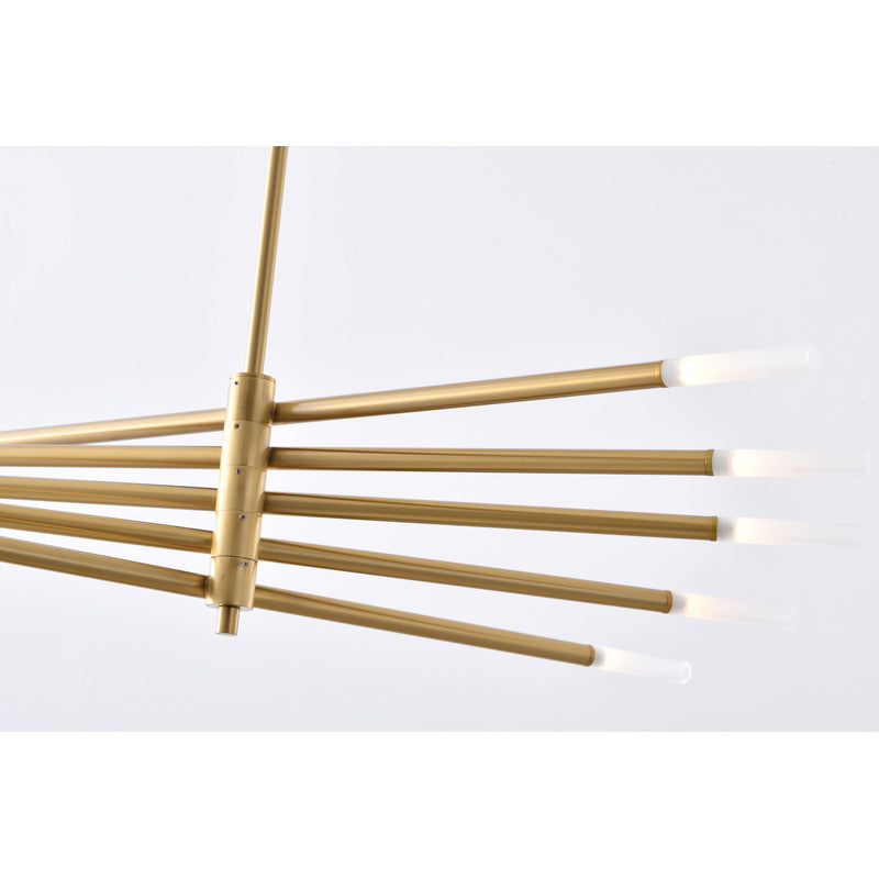 Gold/Black Stick Arm Chandelier With Frosted Glass Shades