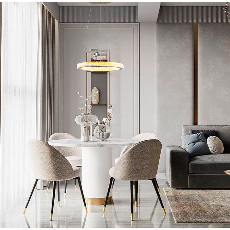 Sand Gold Halo Ring LED Chandelier – 26"